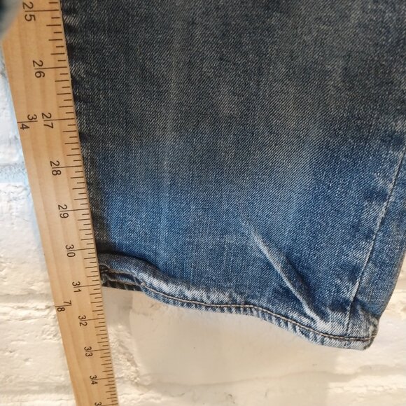 Levis 513 Jeans Mens 38x32 Blue Denim Whiskers Straight Leg Faded Stretch - Picture 8 of 12